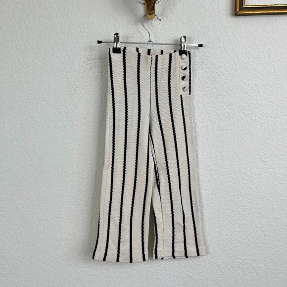 Zara Girls Textured Striped Button Side Pants - Picture 1 of 5